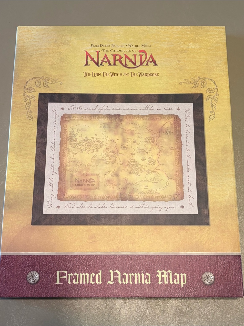 The Chronicles of Narnia Framed Map Art Print - Gold